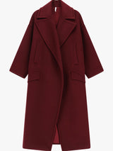 Cappotto lungo con rever oversize e tasche a filetto