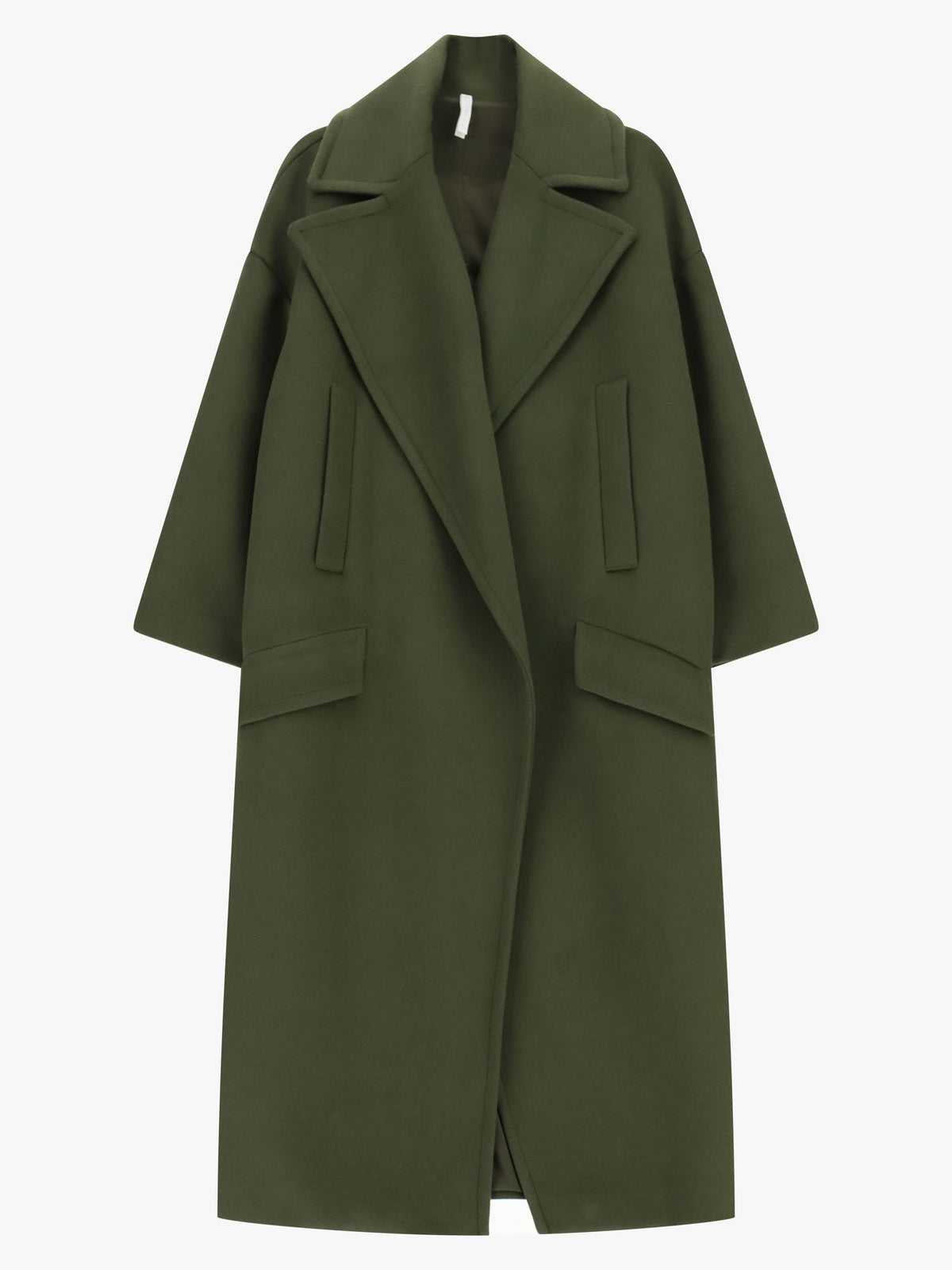 Cappotto lungo con rever oversize e tasche a filetto