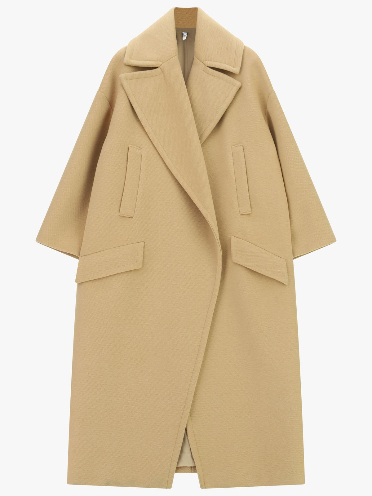 Cappotto lungo con rever oversize e tasche a filetto