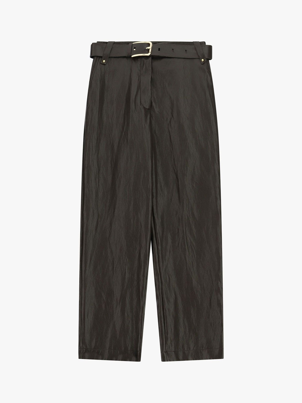 Pantaloni in similpelle a vita alta con cintura