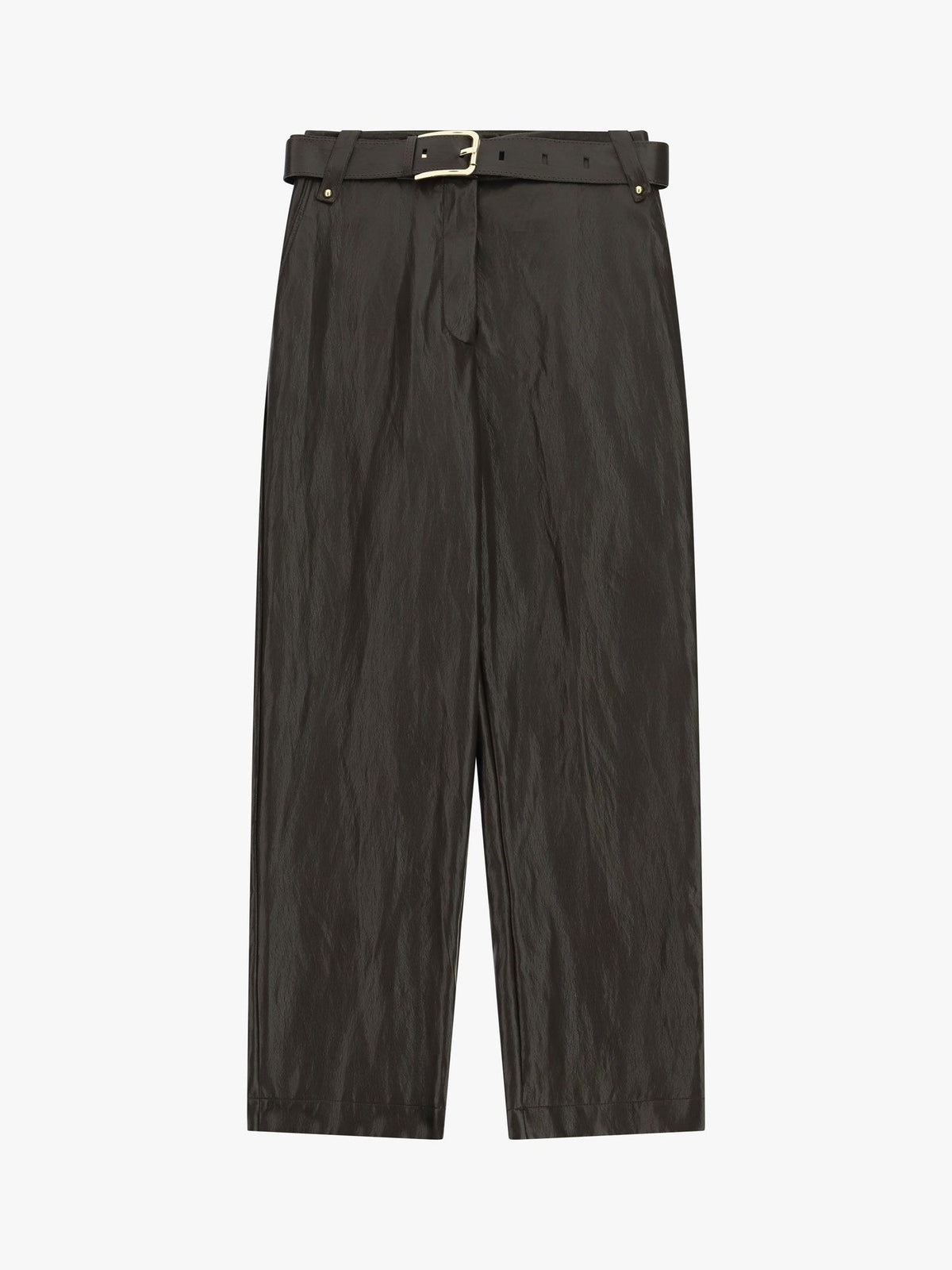 Pantaloni in similpelle a vita alta con cintura