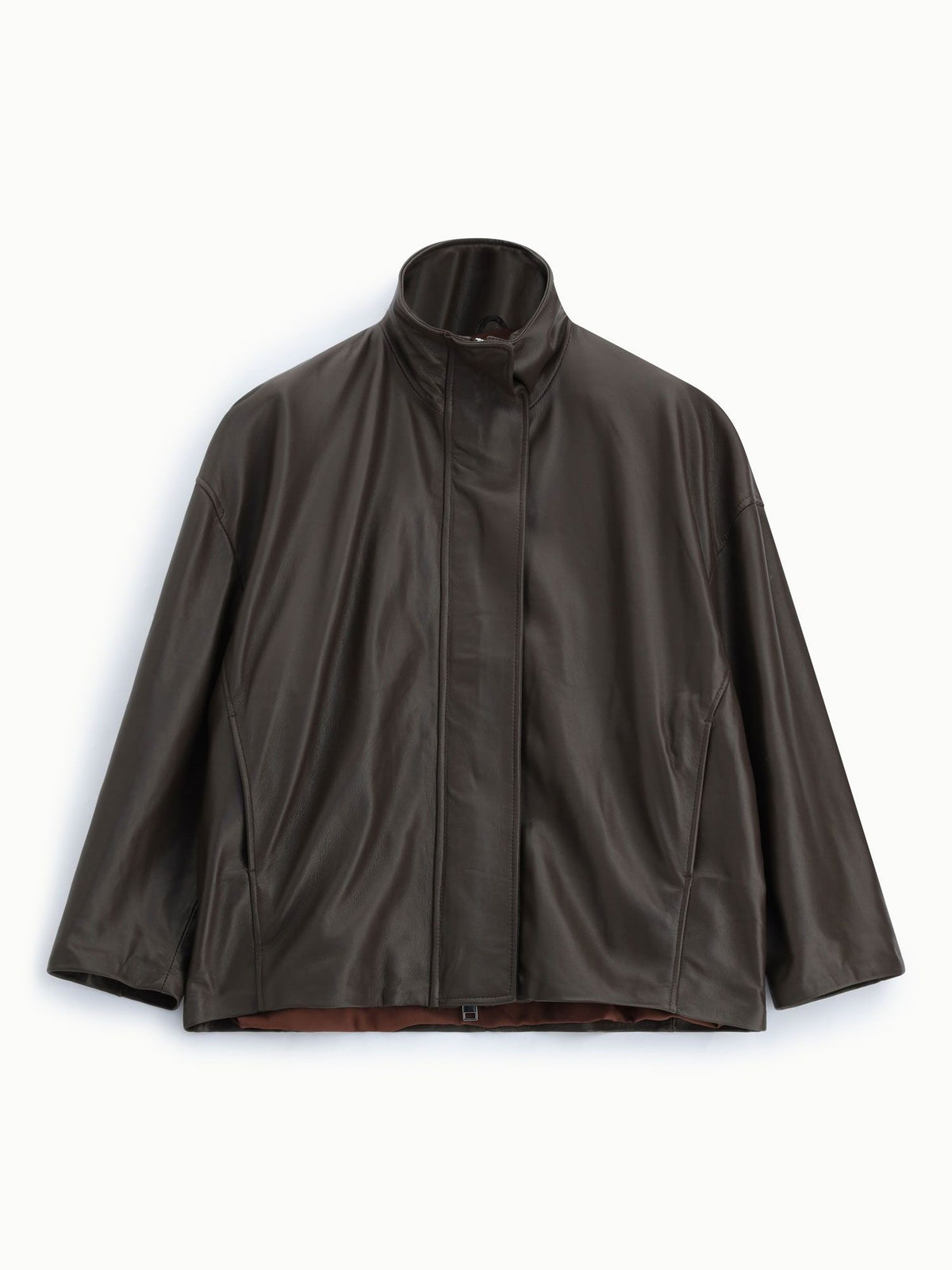 Giacca in pelle collo alto chiusura zip