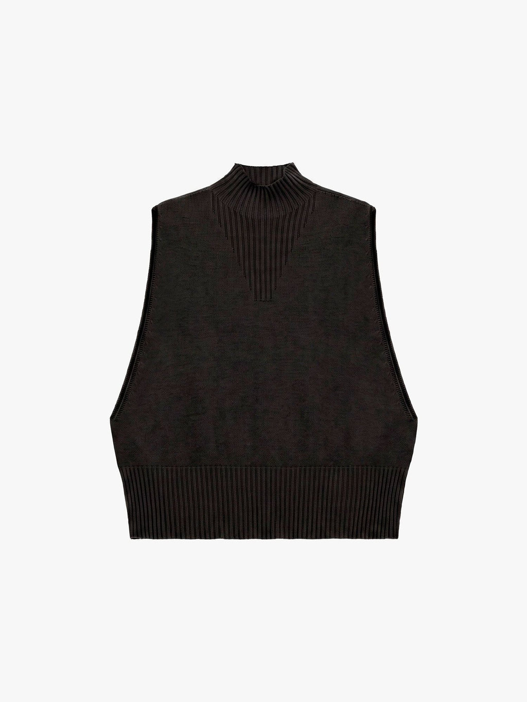 Maglia smanicata con collo alto lavorato