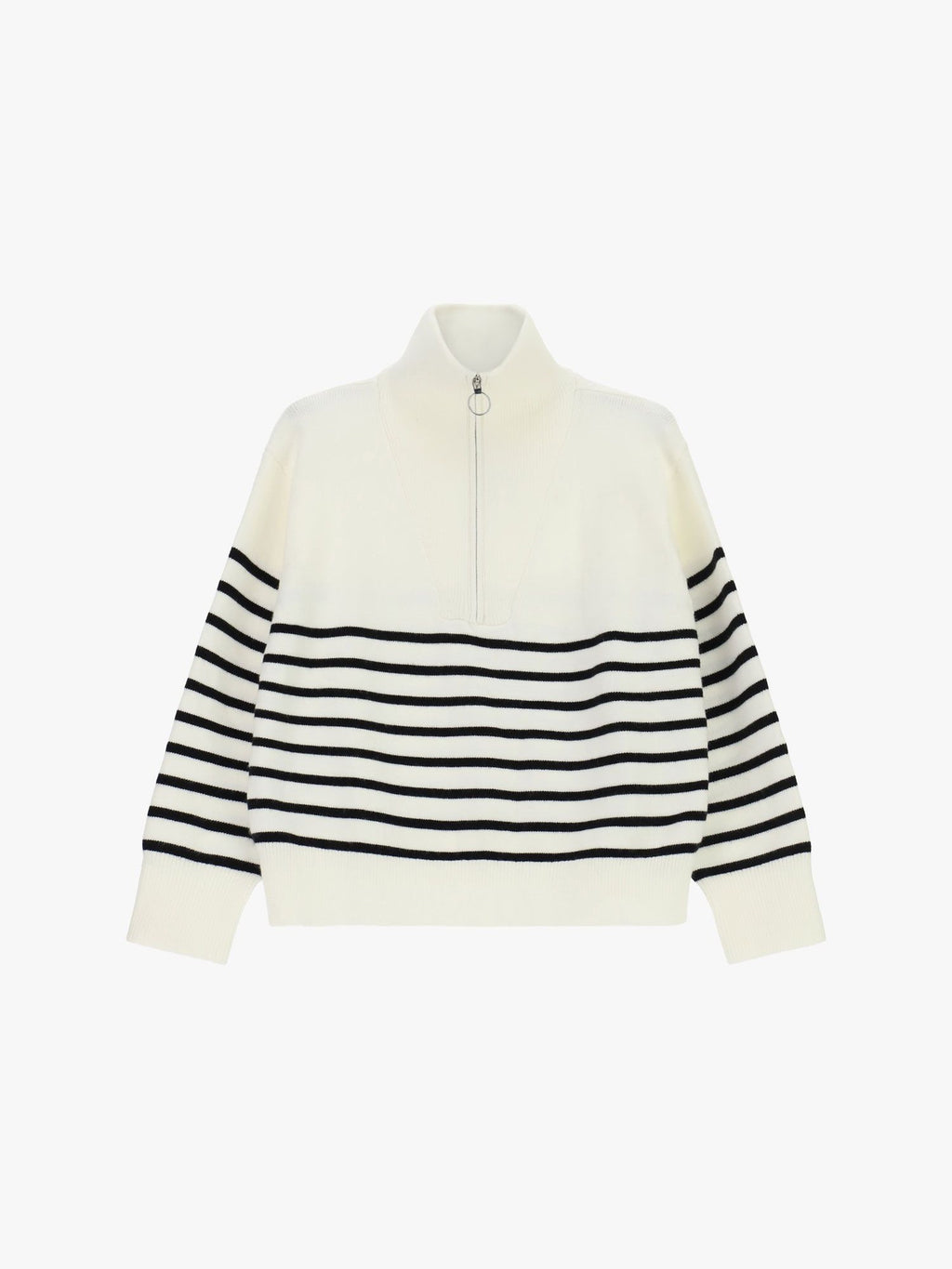 Maglione a righe con zip e collo polo
