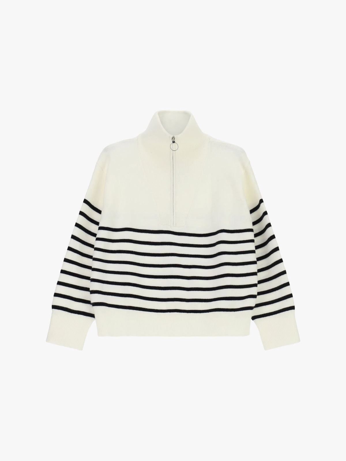 Maglione a righe con zip e collo polo