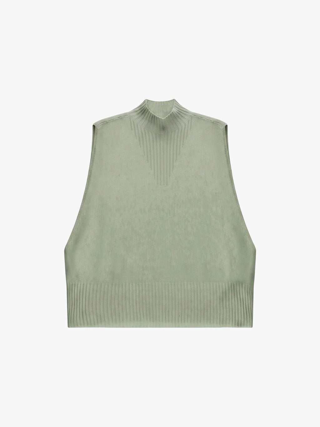 Maglia smanicata con collo alto lavorato