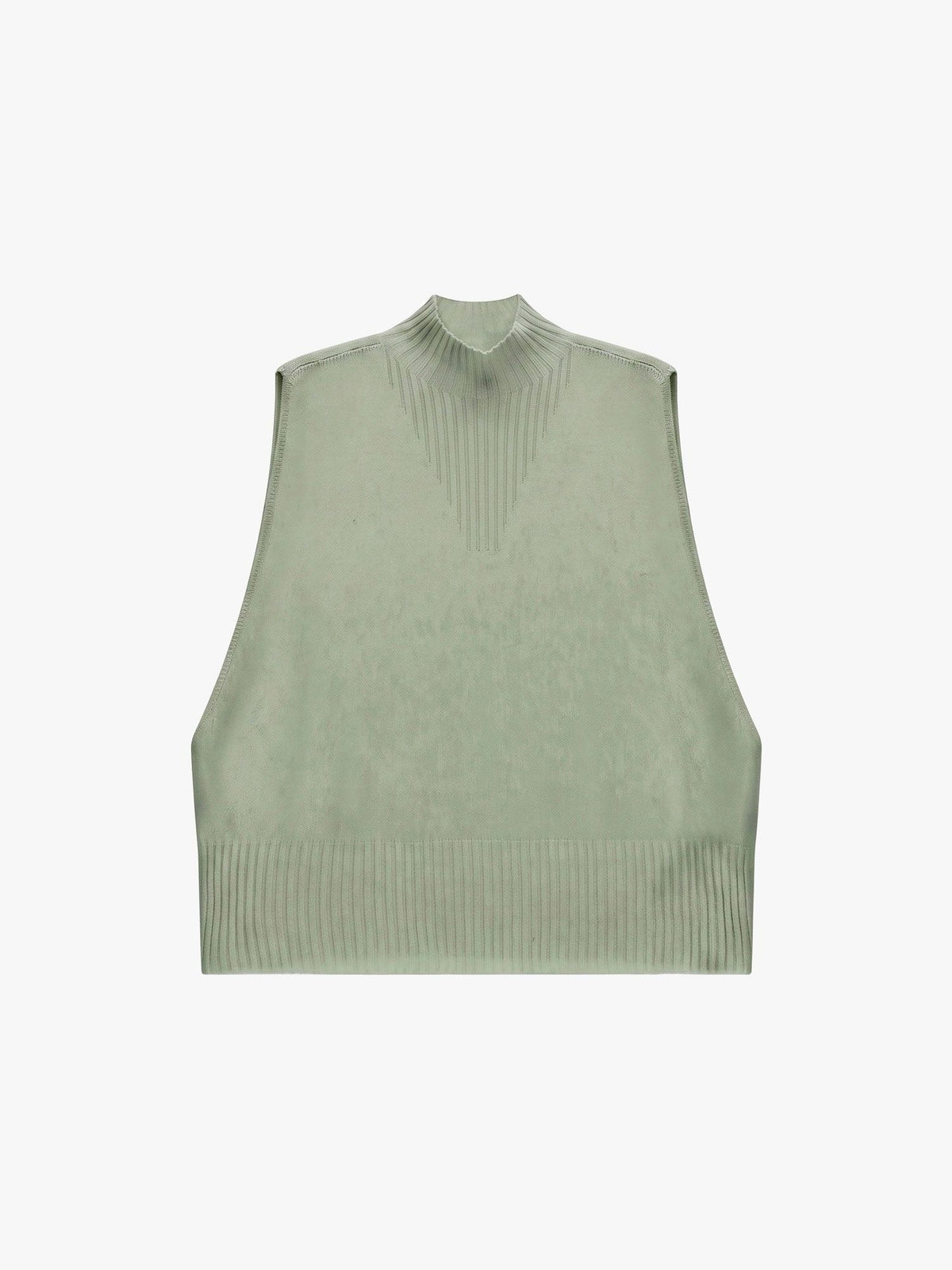 Maglia smanicata con collo alto lavorato