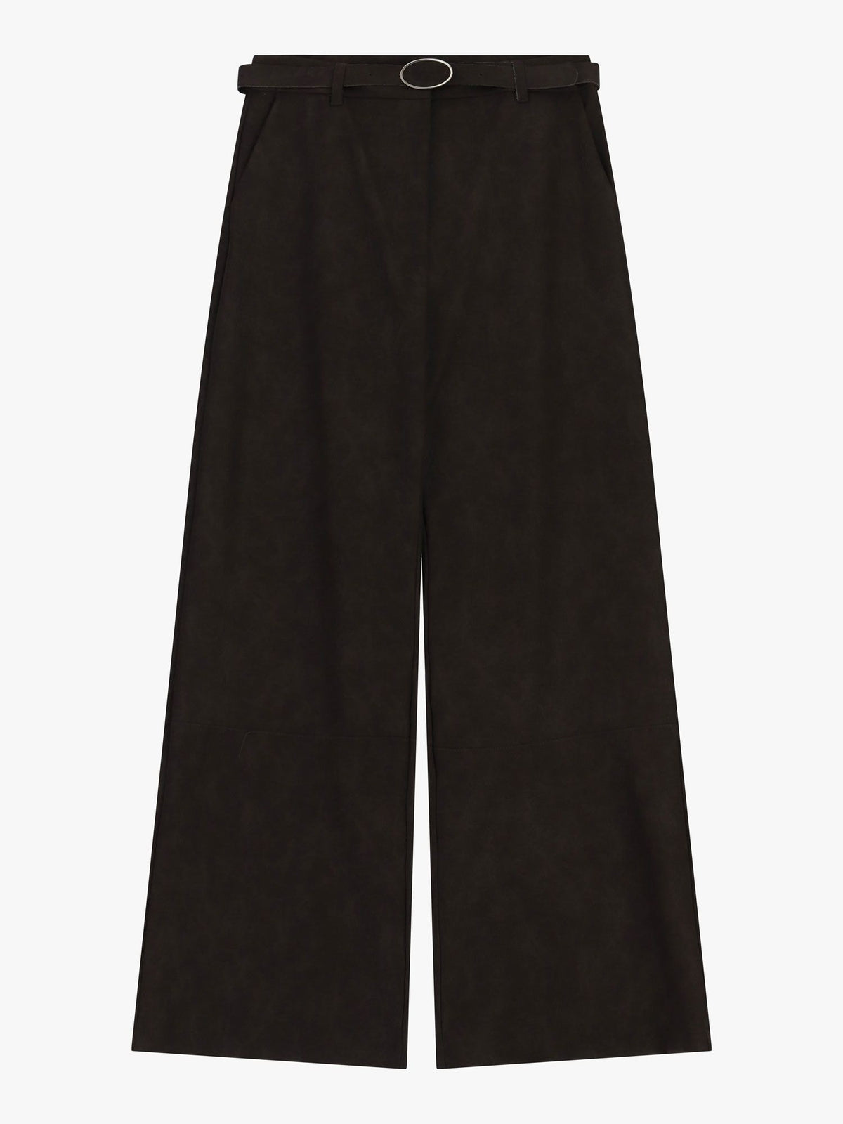Pantaloni palazzo vita alta con cintura ad anello