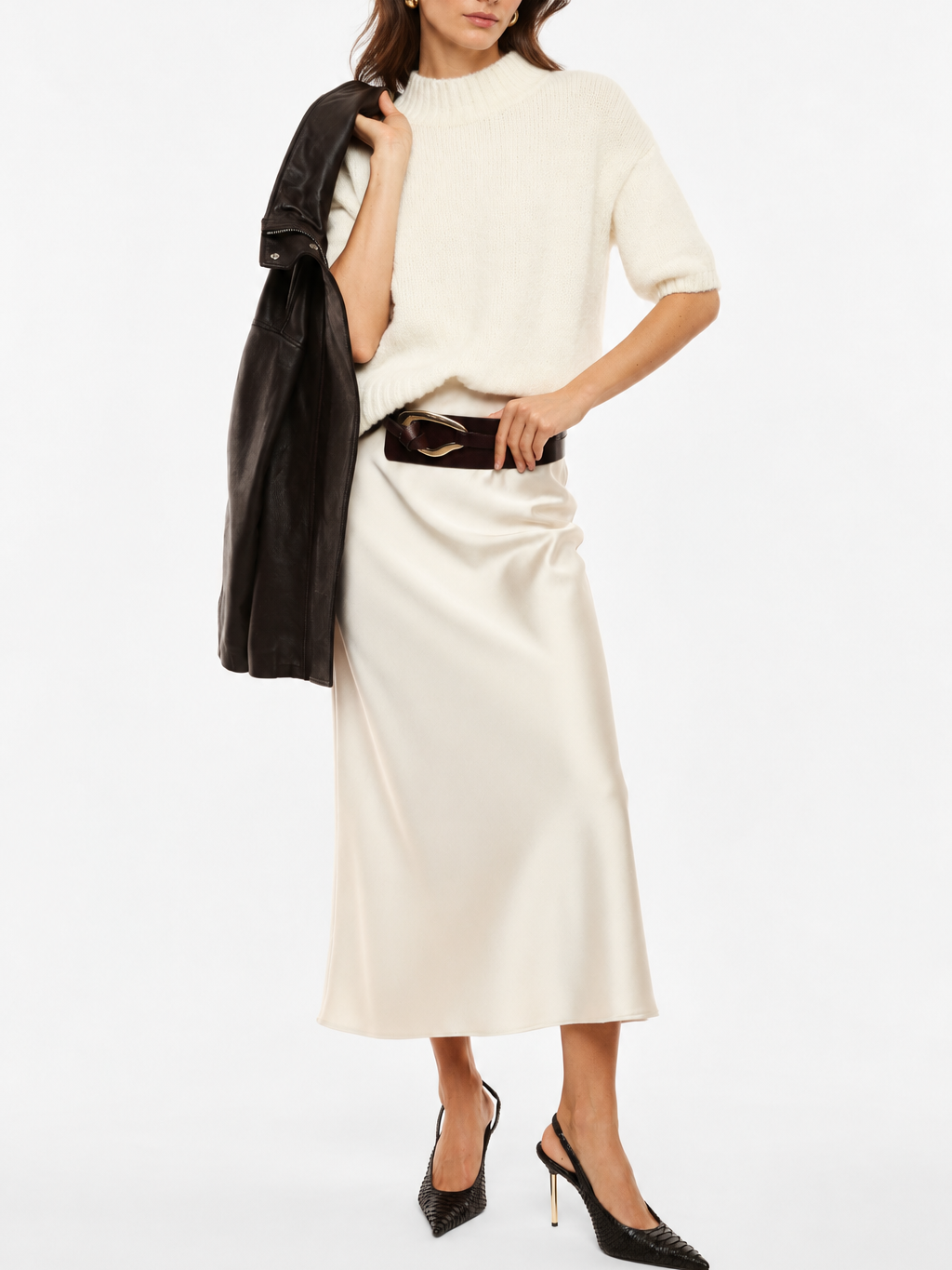 Gonna lunga svasata tinta unita vita alta