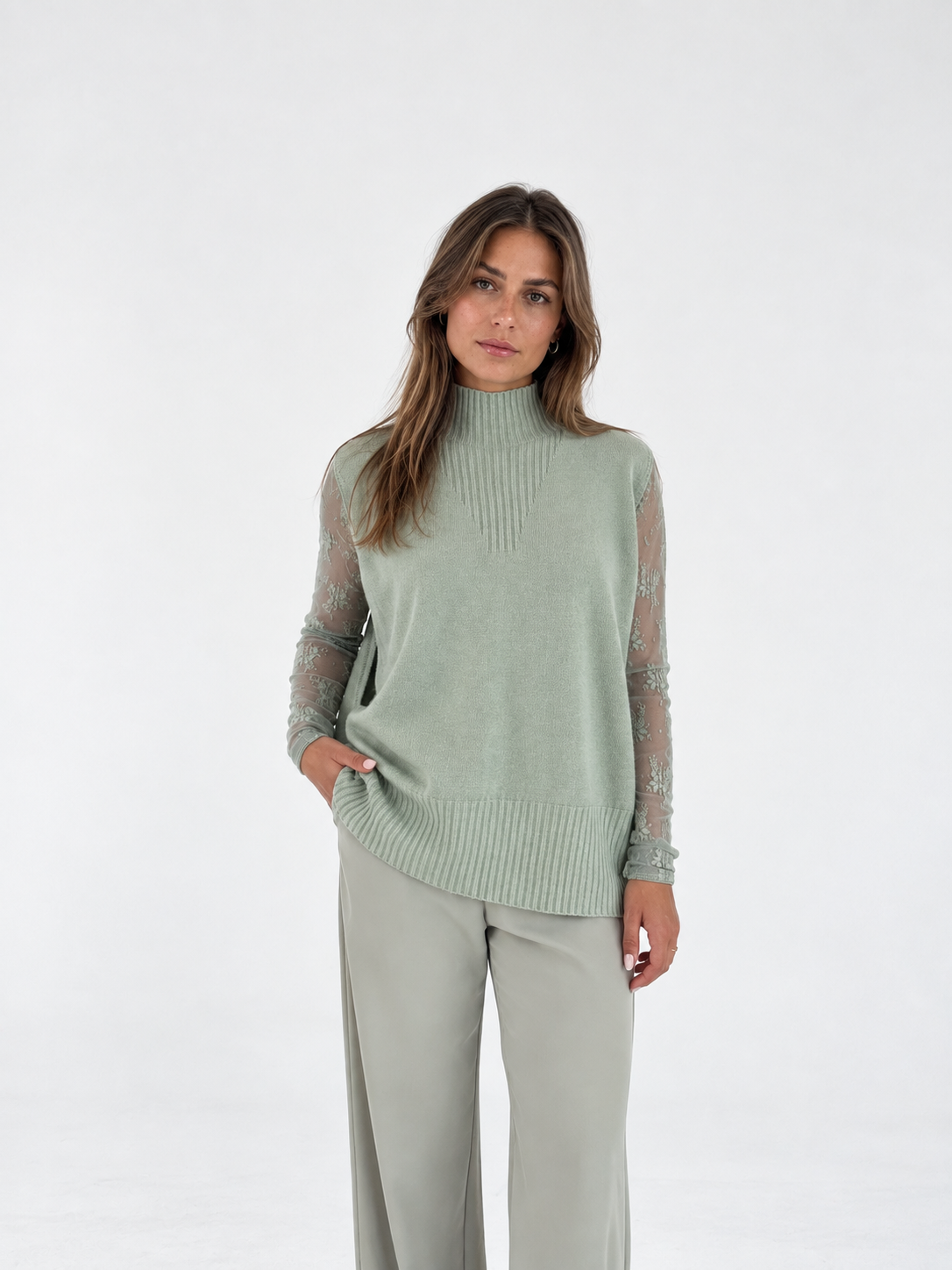 Pantaloni palazzo vita alta con coulisse