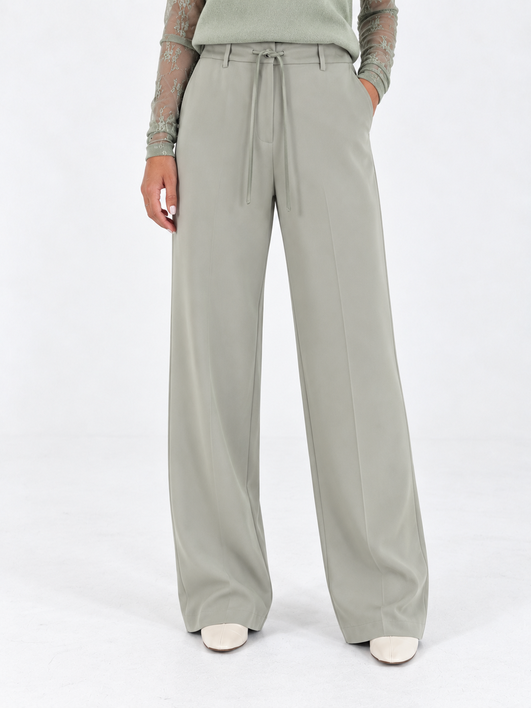 Pantaloni palazzo vita alta con coulisse