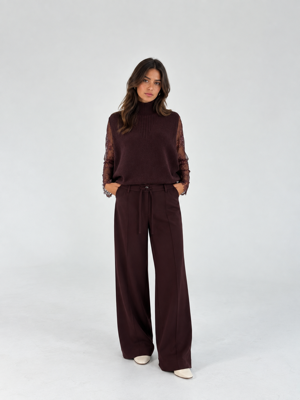 Pantaloni palazzo vita alta con coulisse