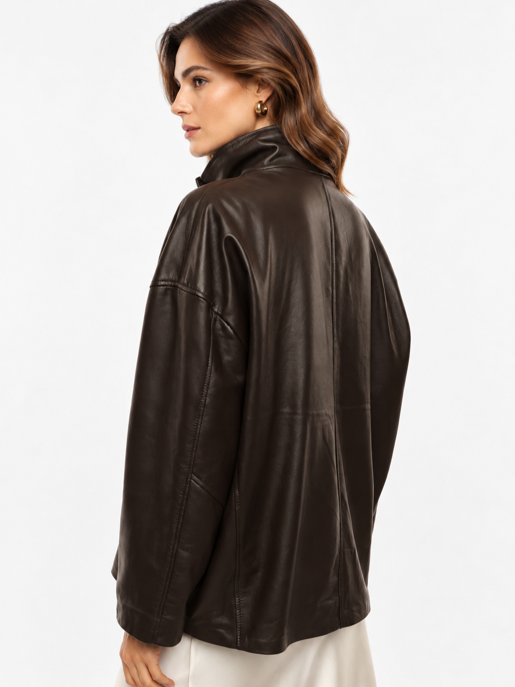Giacca in pelle collo alto chiusura zip