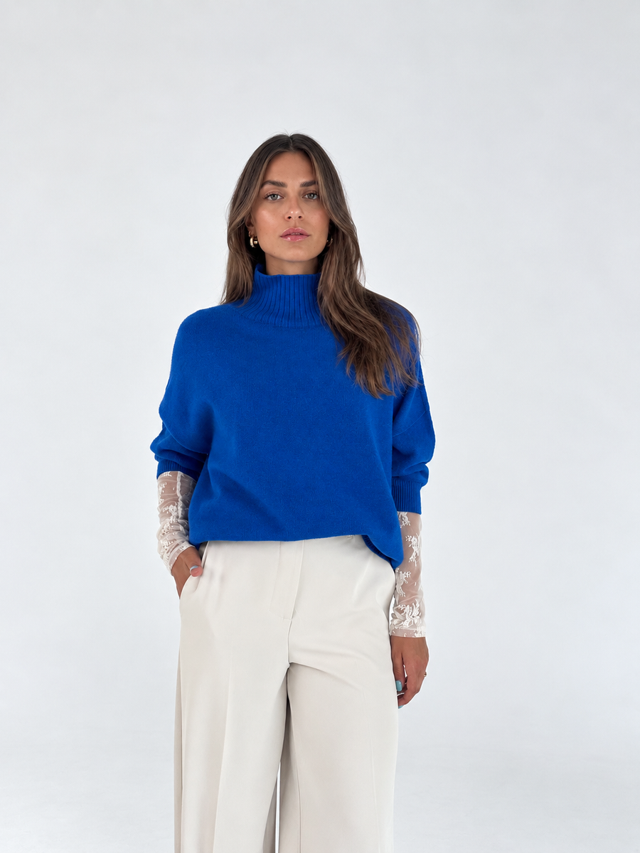 Maglione a collo alto con maniche 3/4