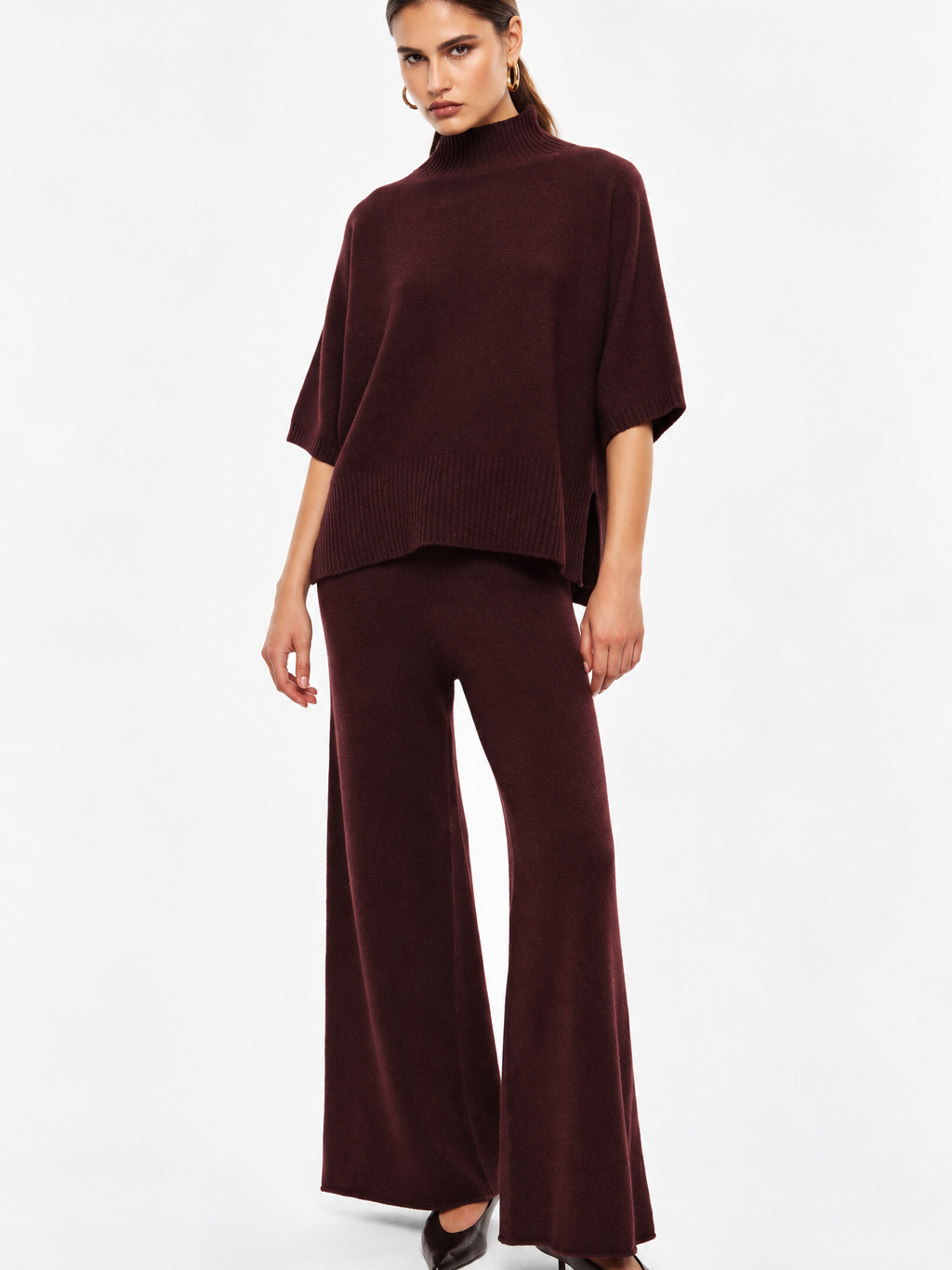 Pantaloni palazzo con vita alta e coulisse