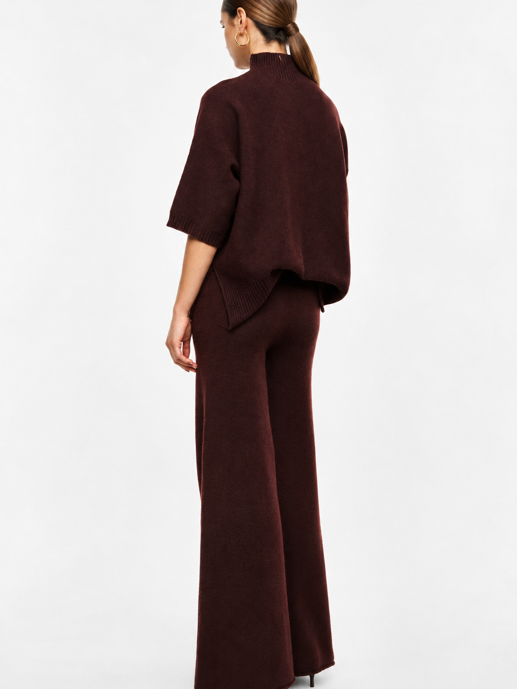 Pantaloni palazzo con vita alta e coulisse