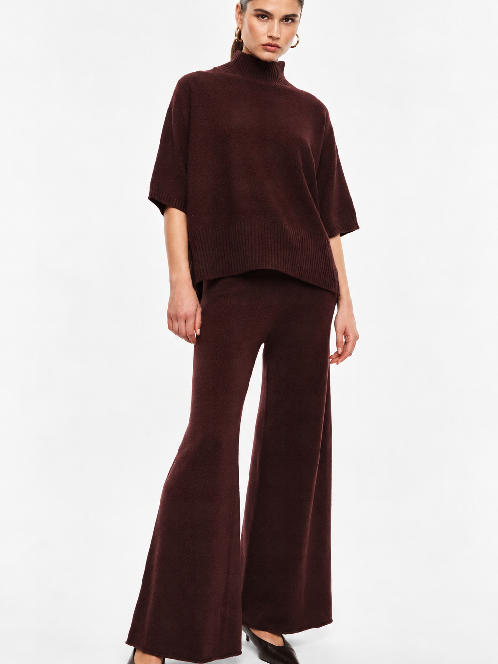 Pantaloni palazzo con vita alta e coulisse