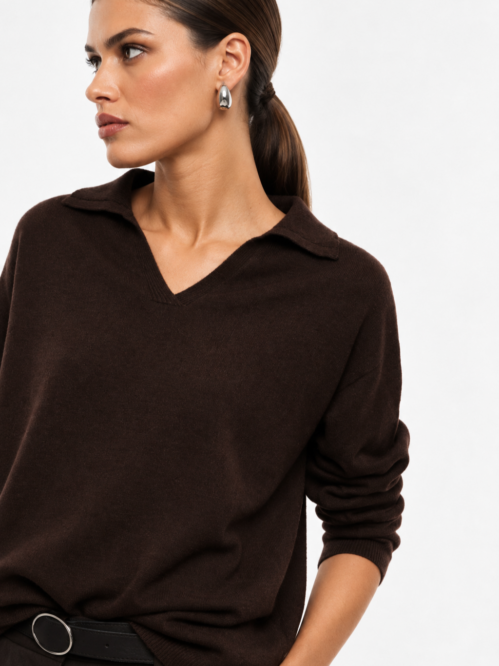 Maglione pullover con collo polo e maniche lunghe