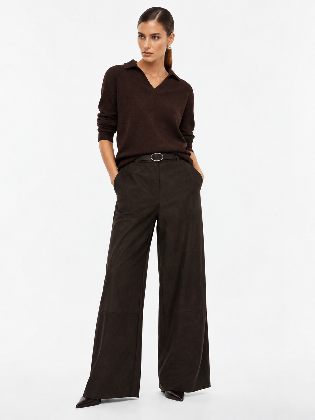 Maglione pullover con collo polo e maniche lunghe