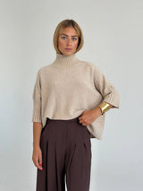 Maglione collo a cratere con maniche 3/4