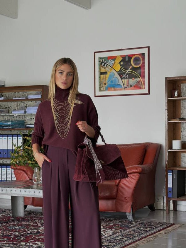 Maglione collo a cratere con maniche 3/4