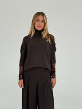 Maglione collo a cratere con maniche 3/4