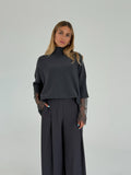 Maglione collo a cratere con maniche 3/4