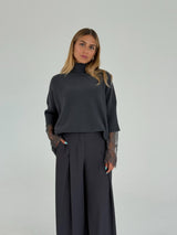 Maglione collo a cratere con maniche 3/4